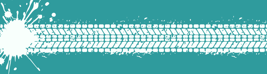 White bike treads on a teal background
